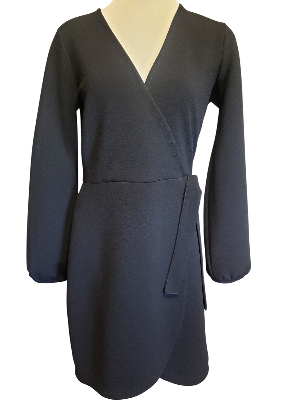 Madewell Womens Black Dress Texture & Thread Side Tie Wrap S Baloon Sleeve Chic